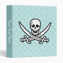 Baby Blue Circles Jolly Roger; Pirate Binder