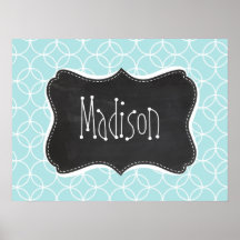 Baby Blue Circles; Vintage Chalkboard Poster