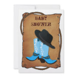 baby blue cowboy boots western mommy baby shower personalized announcements