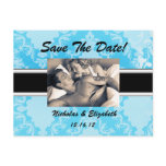 Baby Blue Damask Save the Date Post Card