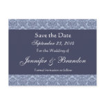 Baby Blue & Denim Damask Save The Date Postcard