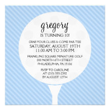 Baby Blue Golf Ball Miniature Golf Birthday Party Announcements