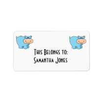baby blue hippo address label