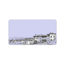 Baby blue ink drawing custom address label