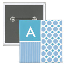 Baby Blue Polka Dot; Dots Pinback Button
