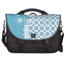 Baby Blue Polka Dots; Aloha Laptop Computer Bag