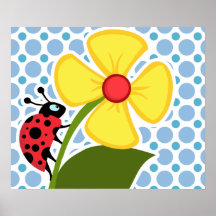 Baby Blue Polka Dots; Ladybug Poster