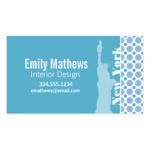 Baby Blue Polka Dots; New York, Statue of Liberty Business Card