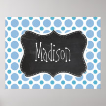 Baby Blue Polka Dots; Vintage Chalkboard Posters