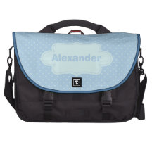Baby Blue Polka Dots with Label Laptop Bags