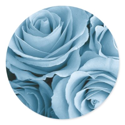BABY BLUE Roses - Wedding Envelope Seal Round Sticker by JaclinArt