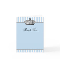 Baby Blue Silver Crown Prince Thank You Cards