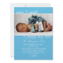 Baby Blue Snips & Snails Photo Birth Announcements