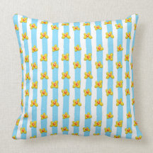 Baby blue striped with yellow flowers cushion pillow