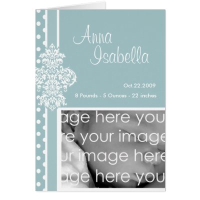 Baby Blue Stylish Damask Card by myhome71