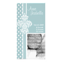Baby Blue Stylish Damask Photo Card