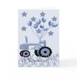 Baby Blue Tractor with Balloons Card