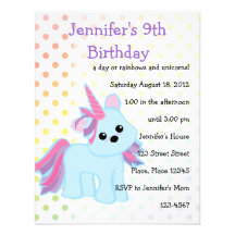 Baby Blue Unicorn Cutie Personalized Invite