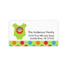 Baby Bodysuit Owl Baby Shower Address Label