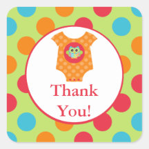 Baby Bodysuit Owl Baby Shower Sticker