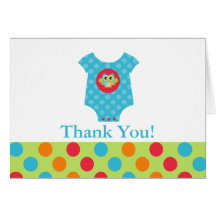 Baby Bodysuit Owl Baby Shower Thank You Note Cards