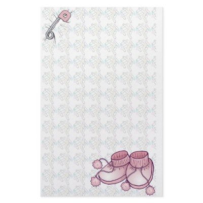 Baby Bootie Pink Stationery by UTeezSF