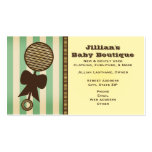 Baby Boutique - Vintage Rattle & Green Stripes Business Card Templates