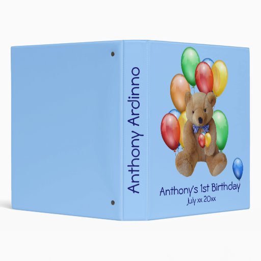 Baby Boy 1st Birthday Photo Album Vinyl Binder