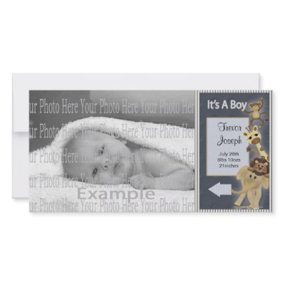 Baby Boy Annoucement Photo Card Template by mybabybundles