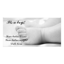 Baby boy announcement card photo greeting card