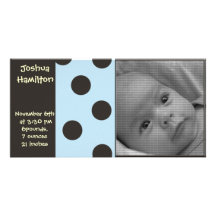 baby boy announcement photo card