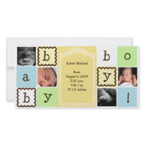Baby Boy Announcement Customized Photo Card