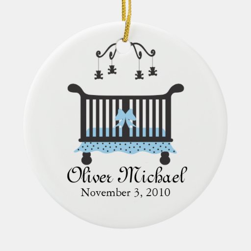 Baby Boy Announcement with Birth Date Christmas Ornament