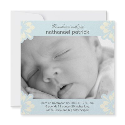 Baby Boy Birth Announcement - Floral Corners by berryberrysweet