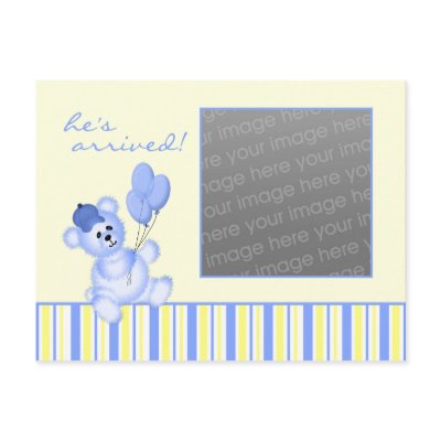 Baby Boy Birth Announcement Post Card by AJsGraphics