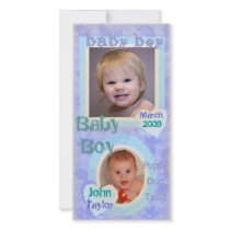 Baby Boy Blue & Purple Vintage Photo Card