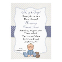 Baby Boy Blue Shower Custom Announcement