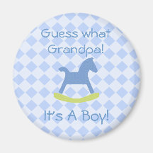 Baby Boy Blue & Yellow Rocking Horse Magnet