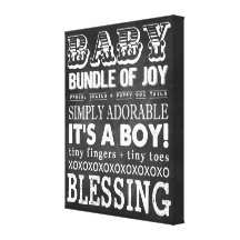 Baby Boy Chalk Board Wall Art Gallery Wrapped Canvas