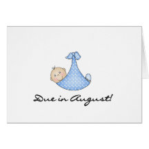 Baby Boy Due in August Cards
