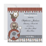 Baby Boy Elephant,Monkey and Lion Baby Shower Invi Invites