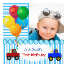 Baby Boy First Birthday 1st Colourful Personalized Invitations