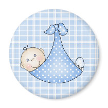 Baby Boy in Blanket   Fridge Magnet