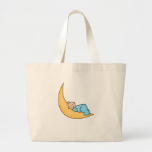 Baby Boy on Moon Tote Bags