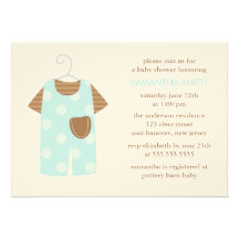 Baby Boy Outfit Baby Shower Invitations