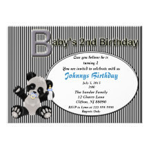 Baby Boy Panda Bear 2nd Birthday Invitation