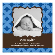 Baby Boy Photo Birth Announcement