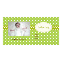 Baby boy/photocards/olive/green/polka dots photo cards