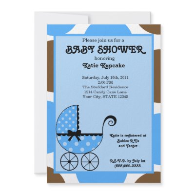 Baby Boy Polka Dot Stroller Baby Shower Invitation by sweetbabysprinkles