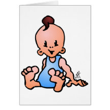 Baby boy sitting greeting cards